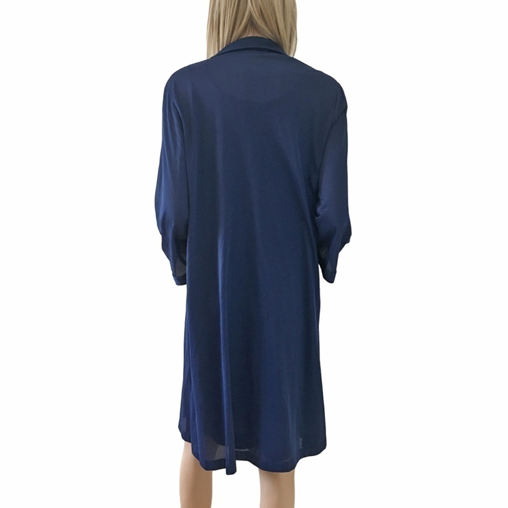 Vintage Vanity Fair Peignoir Set Lingerie Nightgown Robe Navy Sleep Embroidery - Picture 13 of 16